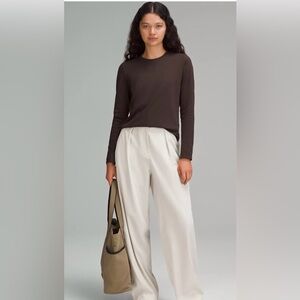 Lululemon Organic Cotton Crewneck Long-Sleeve Shirt M Brown